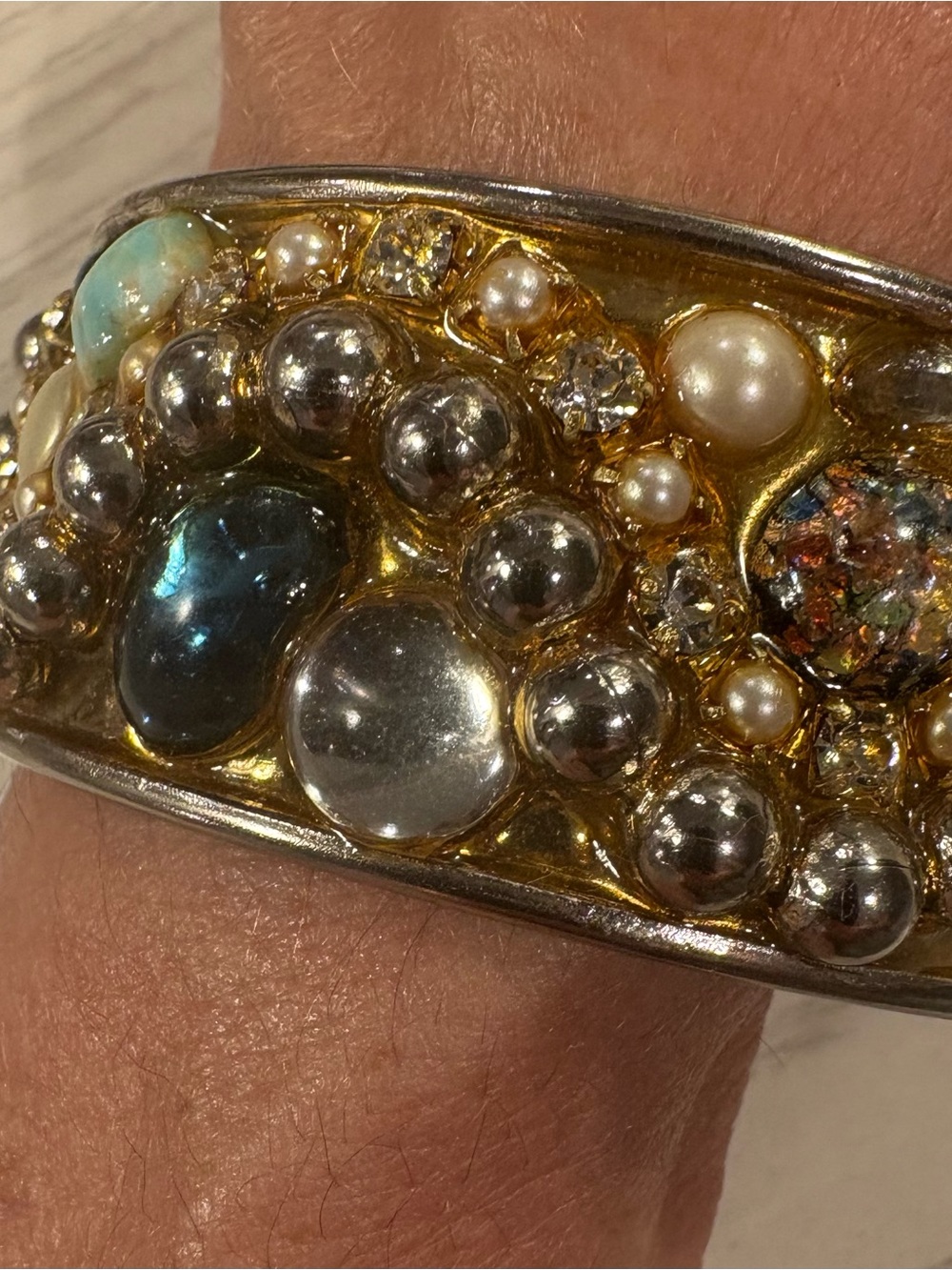 Vintage Fernella’s Multistone Beaded Cuff Bracelet